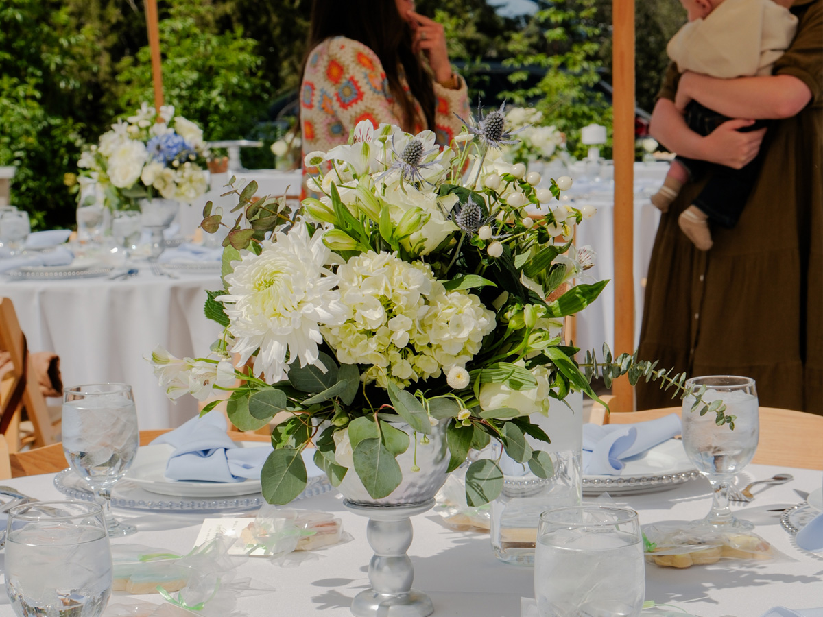 Baby shower floral details at The Willows