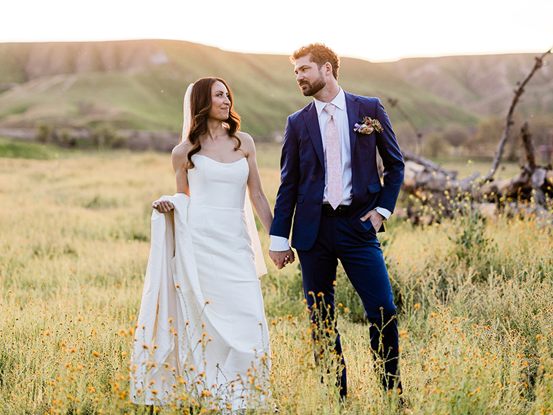 Wedding couple in field