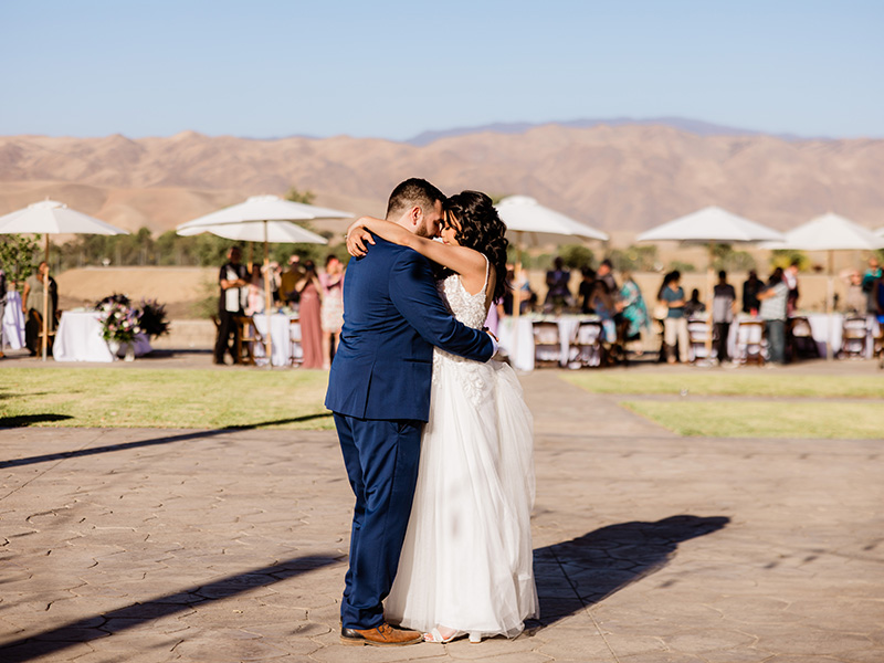 Wedding couple in field